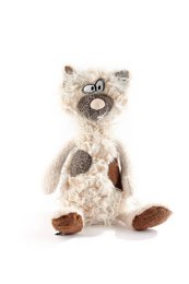 Soft, plush raccoon-themed stuffed animal with a cute, friendly expression. Features a round, fuzzy body, pointed ears, and black markings around the eyes resembling a raccoon's mask. Suitable for children and as a decorative accent.