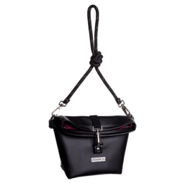 A black shoulder bag with a sleek, minimalist design. The bag features a zippered main compartment, adjustable shoulder strap, and the brand name "Fraenkel" printed on the front.