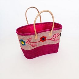 Handcrafted Rabane Basket "Namakia" with Floral Embroidery