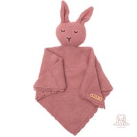 Snufie konijn knuffeldekentje | 100% katoen | Premium babydeken | extra zacht 37x37cm | Basic Knit | Bruin Light Coffee