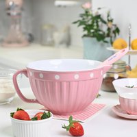 Pink batter bowl with handle & dots Isabelle Rose