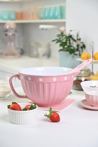 Pink batter bowl with handle & dots Isabelle Rose