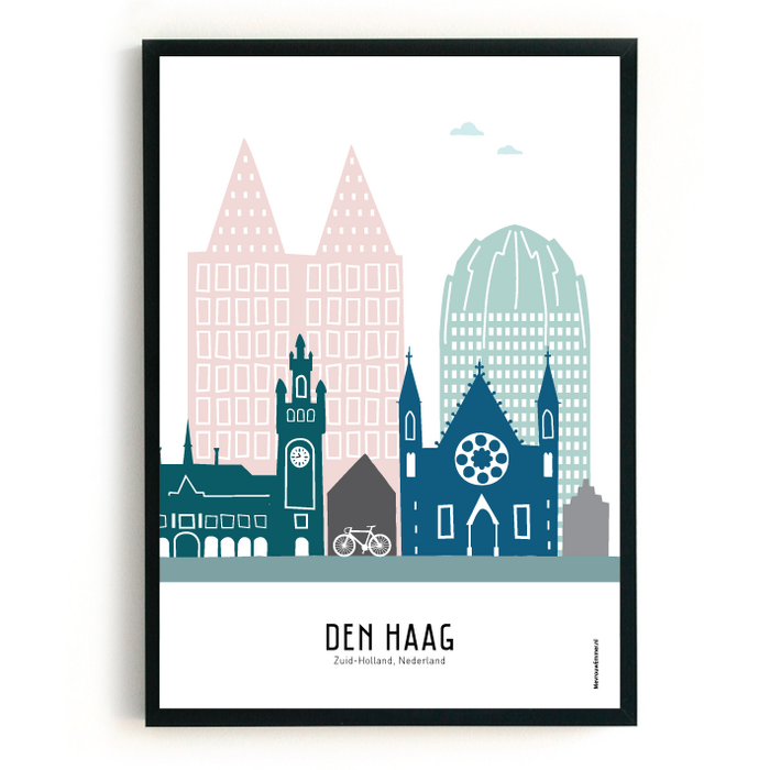 Poster skyline Den Haag in kleur