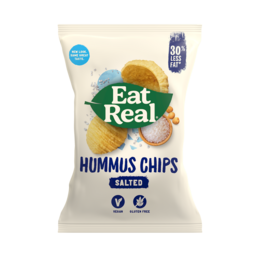 Salted hummus chips made with chickpeas, olive oil, and sea salt. Crunchy and flavorful snack.
