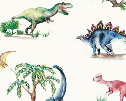 Carta da parati per bambini Dinosauri - Avorio