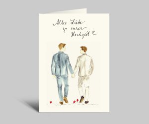 LGBTQI+ trouwkaart | Bruiloft felicitatiekaart voor twee mannen | Vouwkaart + envelop