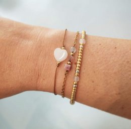 Armband love aventurijn goud,zilver RVS