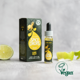 Lime Zest Natural Extract, Spice Drops, Oil, Vegan. A natural, vegan lime extract with a vibrant, zesty aroma and flavor. Suitable for use in cooking, baking, and beverages.