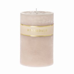  Beige cylindrical candle, 10cm tall and 15cm in diameter, made of wax.