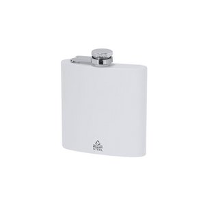 WHITE 175 ML HIP FLASK WITH BODY MADE OF RECYCLED ST.STEEL AND SCREW-ON SAFETY CAP. ERGONOMIC DESIGN + BODY IN MATTE FINISH. Copy