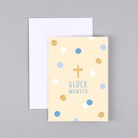 Glückwunschkarte Kommunion Konfirmation Taufe Kreuz Punkte Marie
