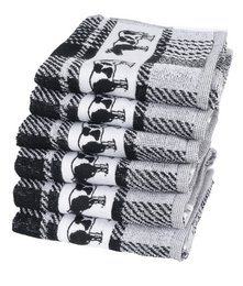 Küchentextilien-Set aus 100 % Baumwolle, 6-teilig, Kuhblock, Schwarz