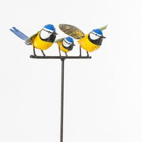 METAL FAM OF 3 BLUE TIT ON STICK