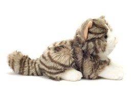 Cat lying gray 20 cm - plush toy - stuffed animal