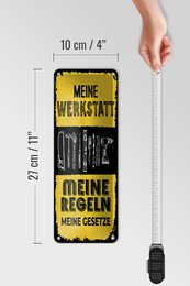 Blechschild Spruch 27x10 cm Meine Werkstatt meine Regeln meine Gesetze Schild