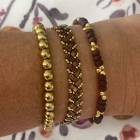Zigzag bracelet brown gold
