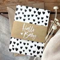 hello baby - folding card with envelope and banderole made of natural paper