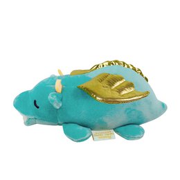  Soft, plush dragon-themed stuffed animal in turquoise and gold colors. Measures approximately 16 cm in size.