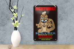Tin sign saying 12x18cm Attention visitor dog approved decoration