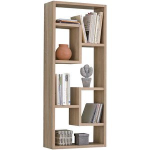 Design-Bücherregal WL5.336 21x91x20cm mit 6 Fächern Weiß | Diele Holzdiele freistehend | Schuhregal aus Holz für den Flur | Schmales Wandregal für Kinderzimmer | Nieschenregal Modern