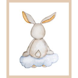  "A whimsical illustration of a rabbit sitting on a cloud, perfect for a kids' room poster. The product is available in multiple sizes with or without a frame."

The image depicts a cute, illustrated rabbit sitting on a cloud. The rabbit has large, expressive ears and a soft, fluffy appearance. The background is a light, airy color, creating a serene and dreamlike atmosphere.

This product would be suitable for a kids' room or nursery, as the illustration has a playful and charming style that would appeal to children. The availability of different size options and the choice between a framed or unframed version allows customers to select the best fit for their space and preferences.
