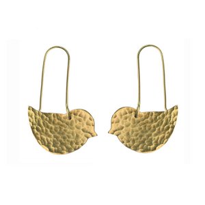 Hammered Brass Lovebird Earrings