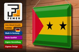 Blechschild Flagge São Tomé and Príncipe 40x30cm São Tomé