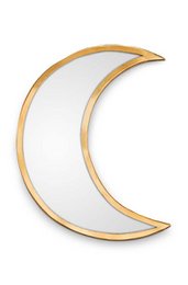 Decorative gold-framed crescent moon wall mirror, 30cm in size, suitable for wall art in a bedroom or living room.