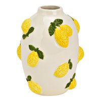 Vase Zitronen Dekor aus Keramik, Gelb (B/H/T) 12x15x12cm