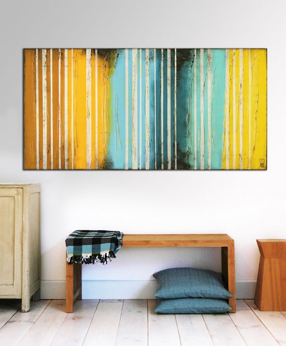 Schilderij - Yellow Striped