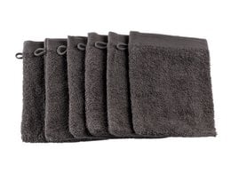 Grey charcoal colored bath towels made of soft, absorbent material.