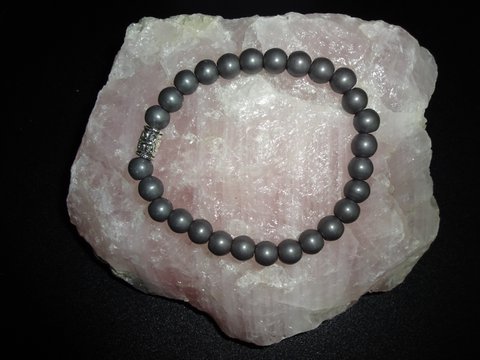 Men's bracelet Hematite matte with basic / barrel bead