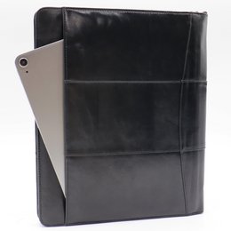 Læder skrivemappe venstrehåndet - Konferencemappe - Arbejdsbog Tablet Cover & Laptop Sleeve - Aftageligt ringbind A4