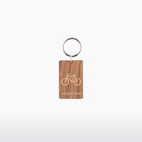 Houten Sleutelhanger - Fiets - Walnoot & Esdoorn