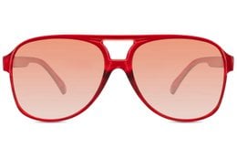 Red aviator sunglasses with rose-tinted lenses, bold retro style frame design