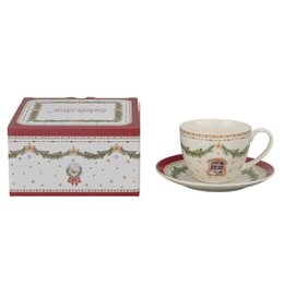 Porcelain cup with saucer Happy Holidays 250 ml