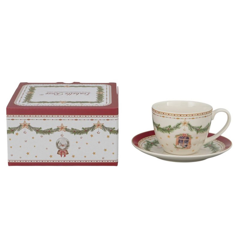 Porcelain cup with saucer Happy Holidays 250 ml