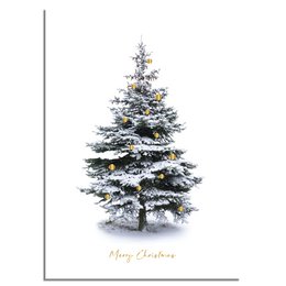 Festive Christmas tree with gold foil baubles, available in various sizes and framing options.