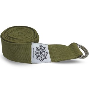 Olive Cotton Yoga 8 Ft. Strap with Wrapped  1.5’’ D-Ring
