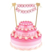 Tortenaufsatz – Happy Birthday – Fahnen – Pink