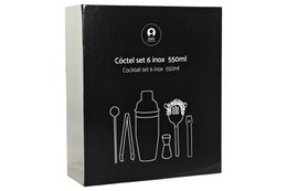 COCKTAIL SÆT 6 RUSTFRI STÅL 8X8X21 550ML SORT RC185258
