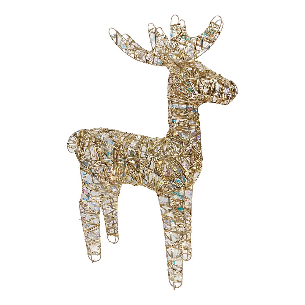 Kerstdecoratie met LED-verlichting Hert 43x14x61 cm / 3xAA Goudkleurig Metaal