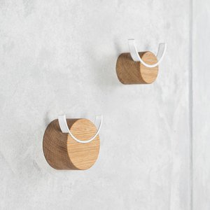 Wandhaak DEER, eiken, wit