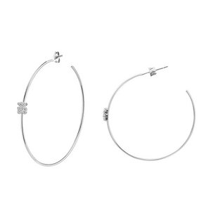 Large Thin Hoop Earrings with Rhinestone Teddy Bear