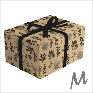 Gift paper - Kraft Herbarium - Black - 50 cm x 150 meters