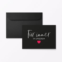 A folding condolence card in A6 landscape format, with an envelope. Available in various color variants including neon foil orange, plain, glitter foil silver/pink, and glitter foil red.