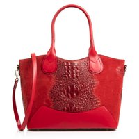 Florence Artegiani. Vercurago Woman tote bag. Genuine Leather Suede Crocodile Engraving Ruga