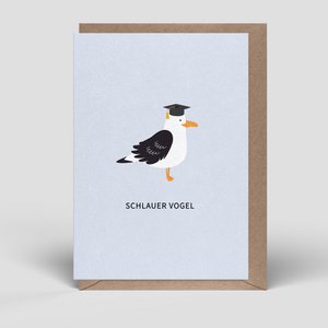 Klappkarte - Glückwunsch zum Abschluss - Schlauer Vogel - Nr. 281