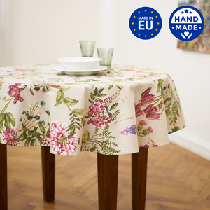 Runde Blumen-Tischdecke, Poly-Cotton-Mix, bedruckt | Botanik