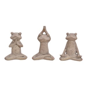 Yogo kikker gemaakt van cementgrijs 3-voudig, (B/H/D) 7x12x5cm